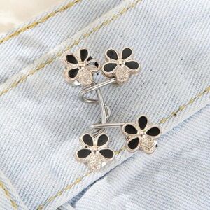 Floral Adjustable Metal Ratchet Waste Belt with Rhinestone Accents